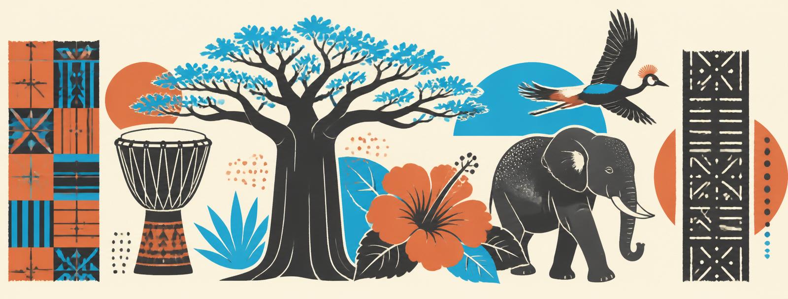 Illustrated band of pan-African motifs