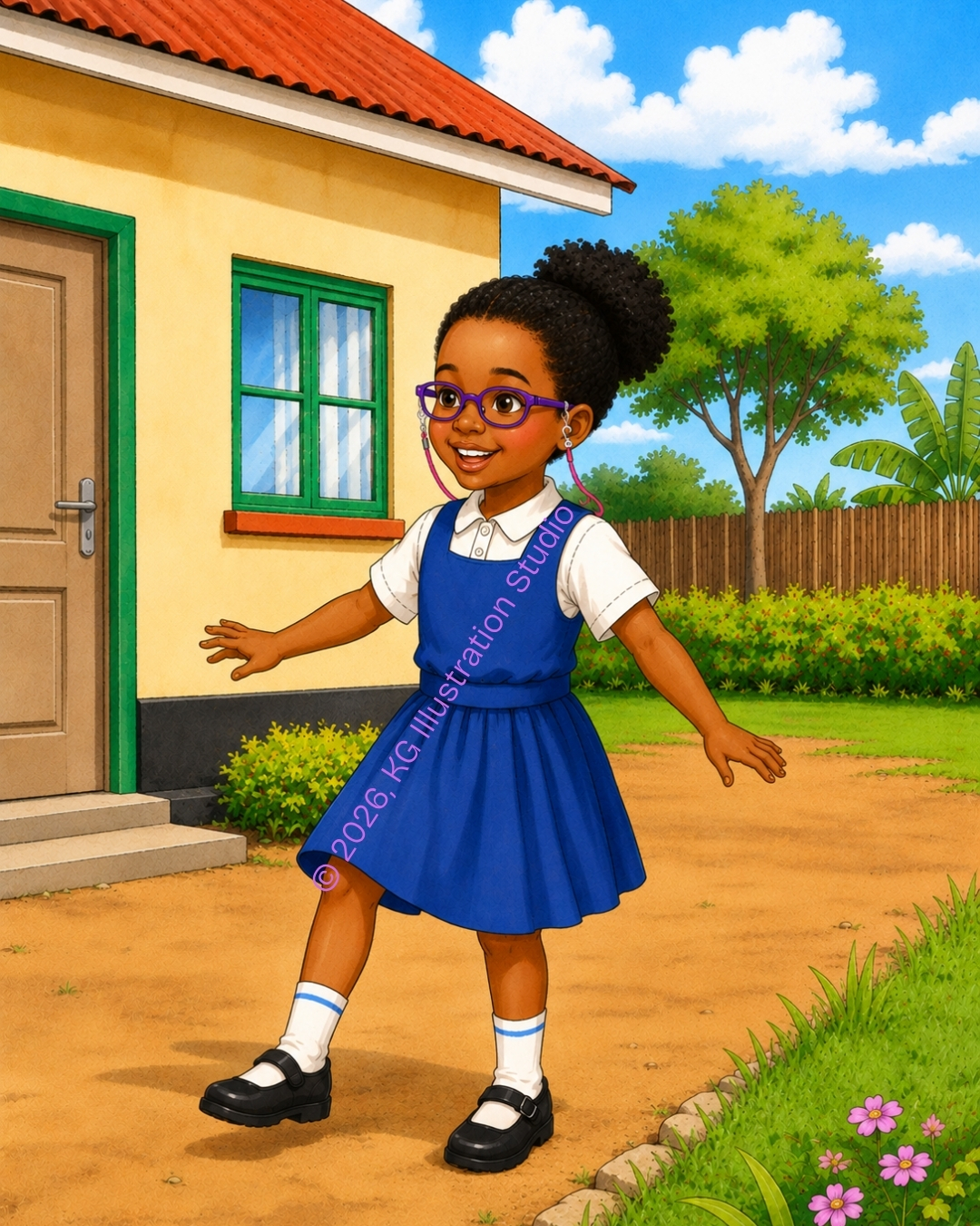 Off to School — Painted Portrait